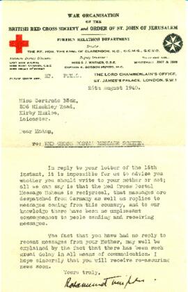 British Red Cross an Gertrude (25.8.1940)