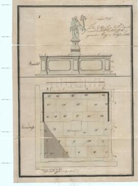 Berggasse: Herstellung des Brunnens vor Berggasse 48, Plan von Johann Haider (09.07.1840)