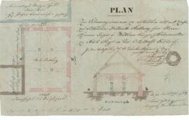 Haratzmüllerstraße 6: Errichtung eines Stallgebäudes, Plan von Karl Hueber (13.06.1839)