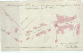 Gleinker Gasse: Abtragung des Gleinker Tores, Lageplan von Karl Hueber (19.07.1842)