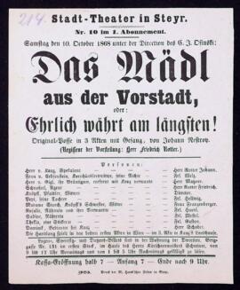 Das Mädl aus der Vorstadt (10.10.1868)